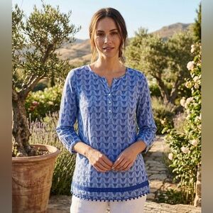 Merona Blue Geometric Tunic Top